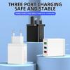 5V2A Mobile Phone Fast Charging Head, European, American and British 3USB Multi-port Charging Head Travel Charger
