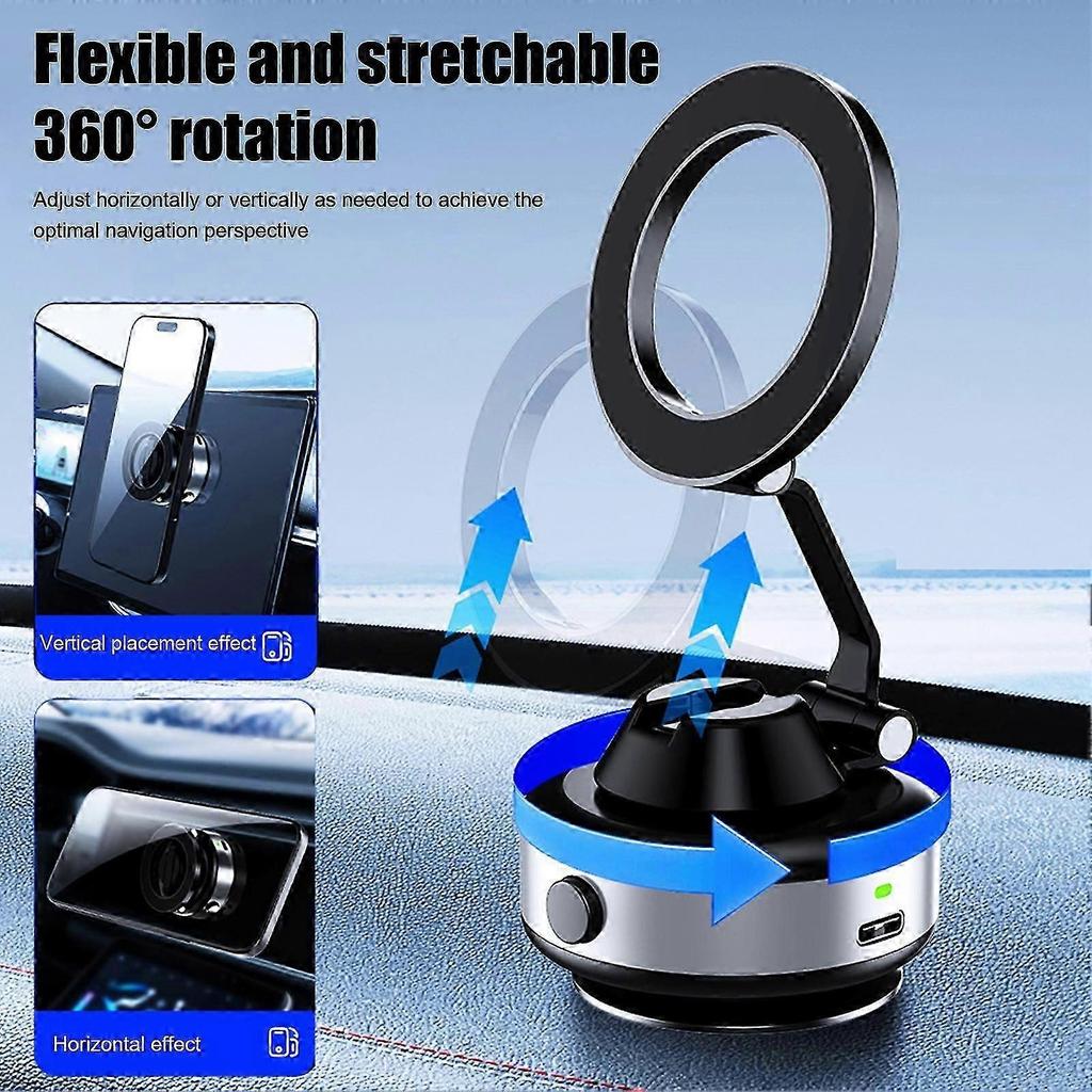 Automatic Car Phone Mount 360 Rotating & Rechargeable for Smooth Surface In Vehicle less