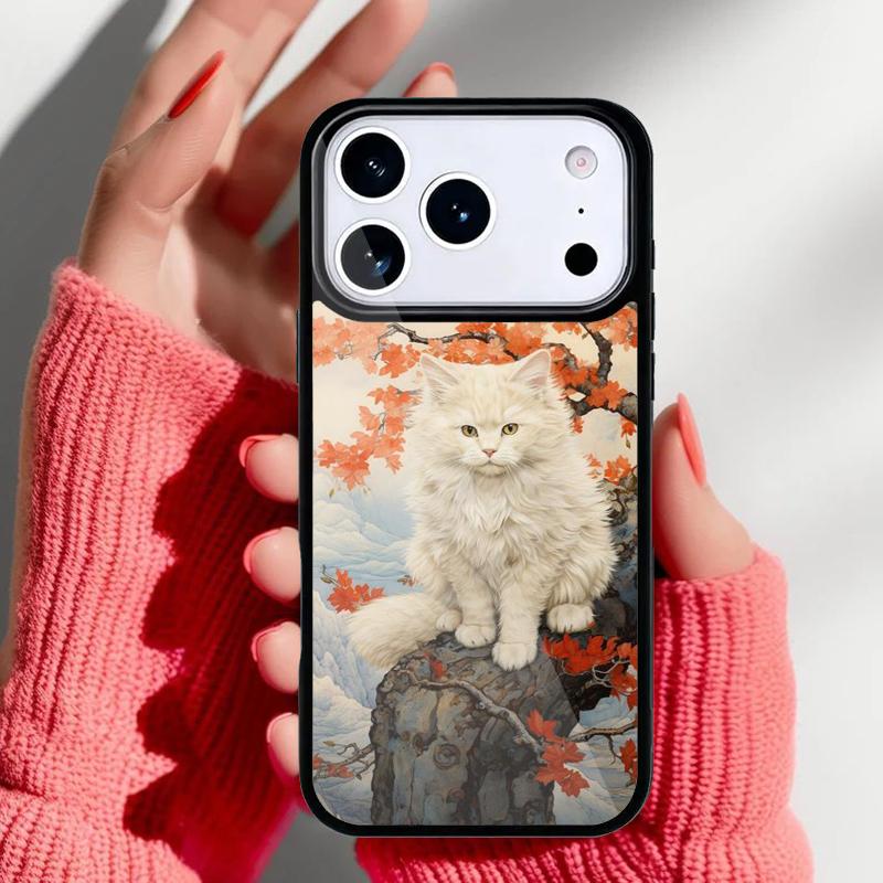 Cute Cat Painting Phone Case for iPhone 17 16 15 14 13 Pro Max Back Cover for 12 11 Pro Coque