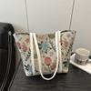 Large-capacity National Style Printed Bag Women's 2025 New Commuter Tote Bag Ins Summer Flower Class Shoulder Bag