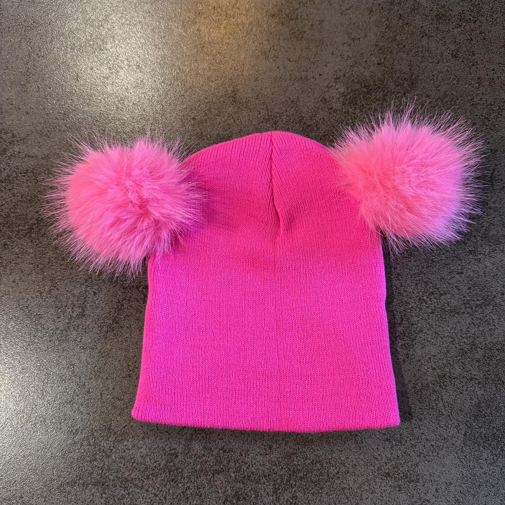 Double Solid Color Ball Knitted Cap Beanie With No Brim For Winter Use Daily