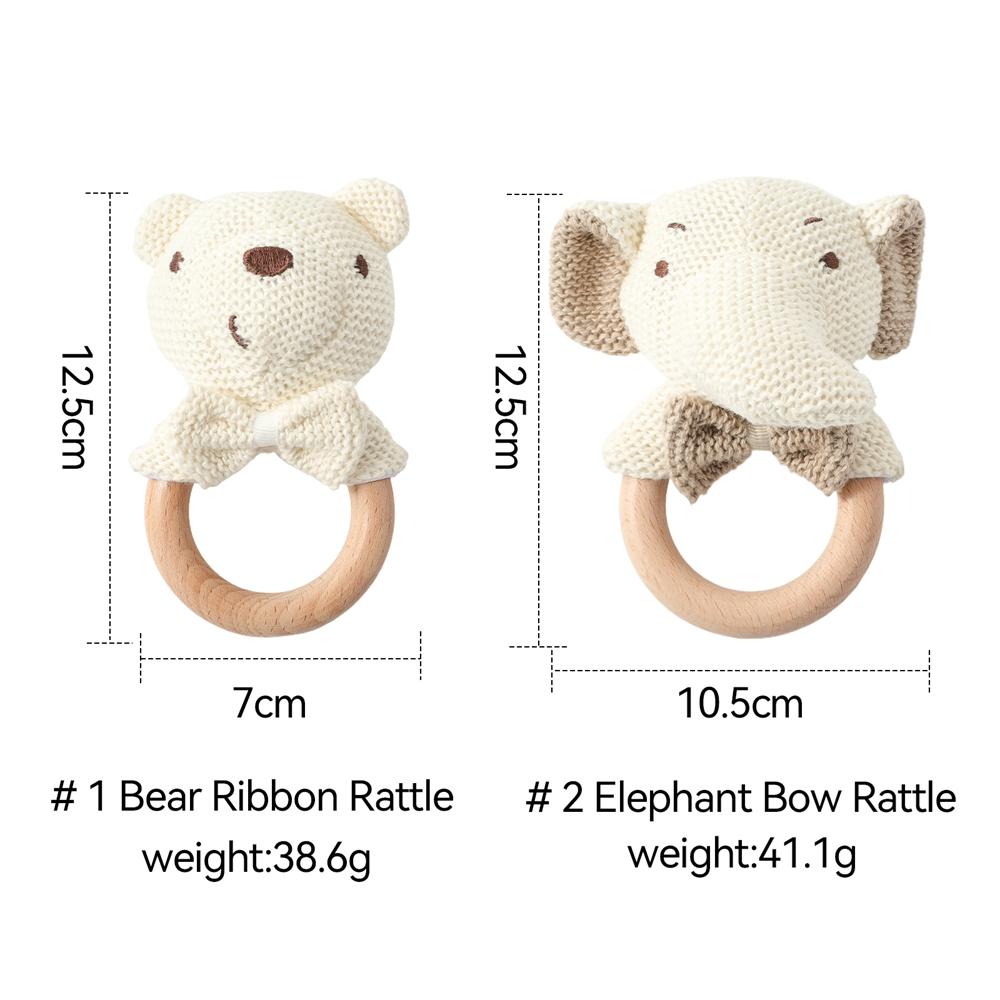 1Pc Baby Rattle Toys Crochet Animal Cute Bear Toys Kawaii Wooden Teether Baby Cartoon Mobile Crib Wooden Newborn Rattle Toys