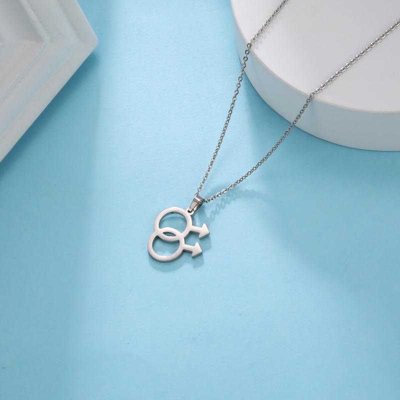 Teamer Gay Pride Necklace For Men Stainless Steel Pendant Man Male Symbol Necklaces Fashion Jewelry Gay Sign Gift Wholesale
