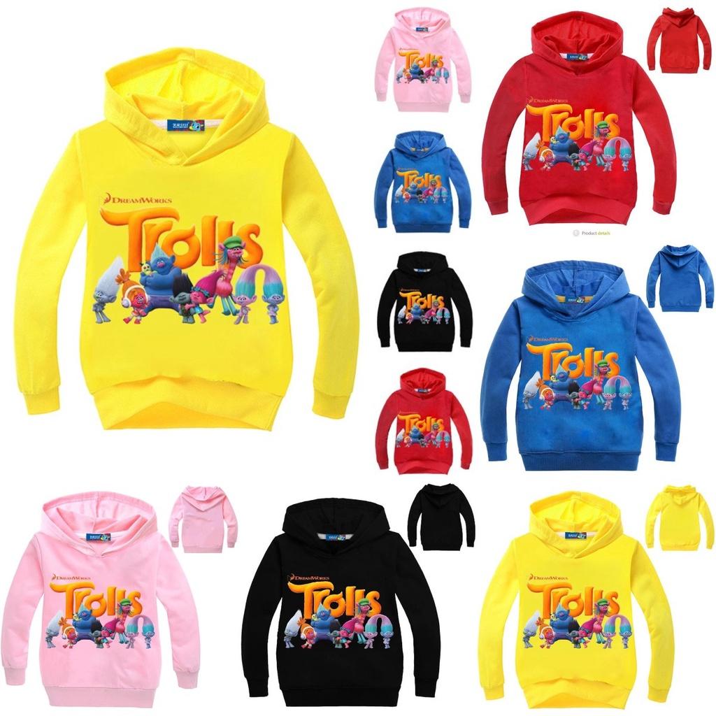 Толстовка с капюшоном Poppy Bobble из мультфильма Dreamworks Trolls для детей Мягкая и стильная хлопковая одежда