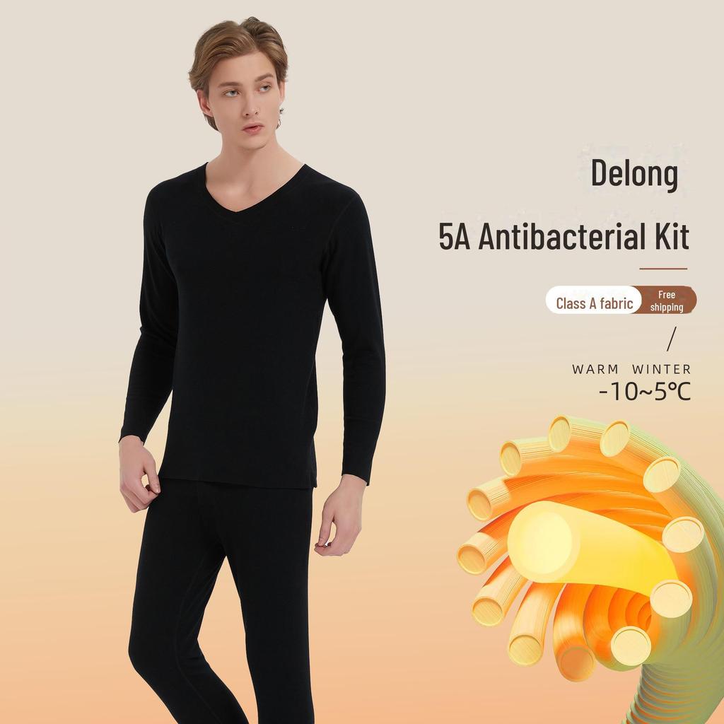 Men's Acrylic Thermal Underwear Set: German Velvet A-Type, Thick, Warm for Autumn and Winter.