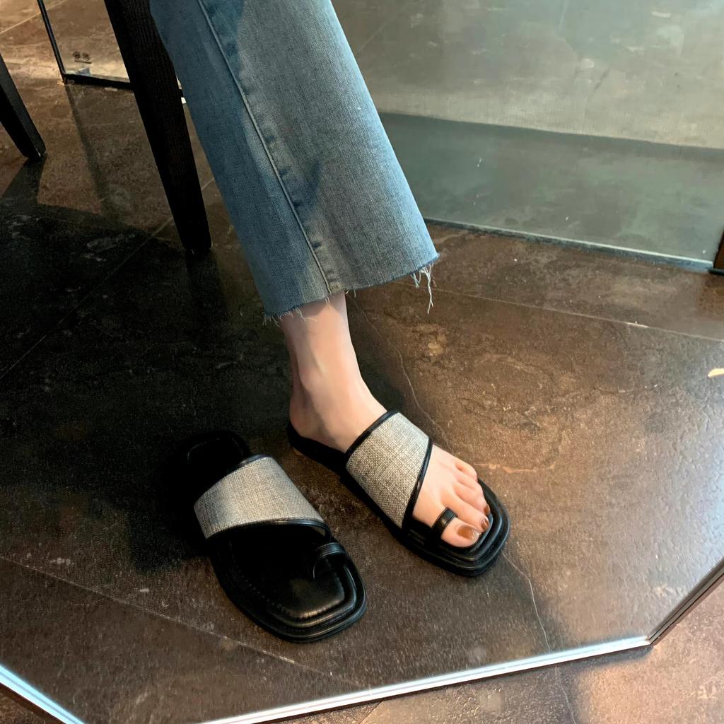 Версия из овчины повседневные летние с квадратным носком соломенные плетеные шлепанцы на плоской подошве женские из натуральной кожи шлепанцы-полуторки прохладные шлепанцы