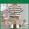 Set Baby Girls Boys 2pcsset Summer Clothes Cotton Sports Striped Lion Tshirt Shorts Children Clothing Tracksuits Set 05years