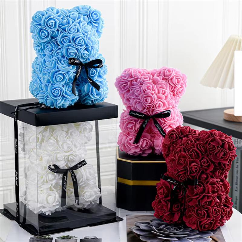 1PC Artificial Flower Eternal Rose Teddy Bear Mother's Day Birthday Valentine's Day Anniversary Gift Home Decoration