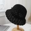 Tide small fresh big brim women's beach hollow straw hat women's lotus leaf edge sun hat foldable bucket hat