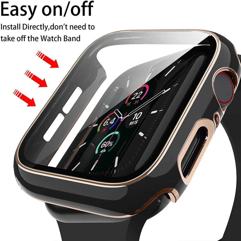 Чехол для Apple Watch 45мм 41мм 44мм 40мм 42мм аксессуары Защитное стекло для экрана iWatch series 9 7 8 5 6 SE 3 4