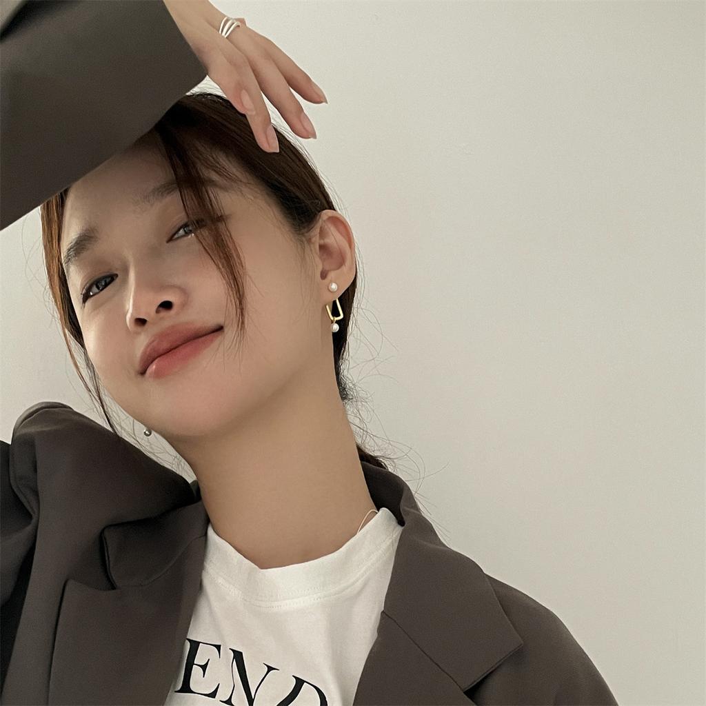 Съемная квадратная подвеска с жемчужиной, серьги-гвоздики, серебряные игольчатые украшения, модные, изысканные, простые и высококачественные украшения для ушей, для женщин