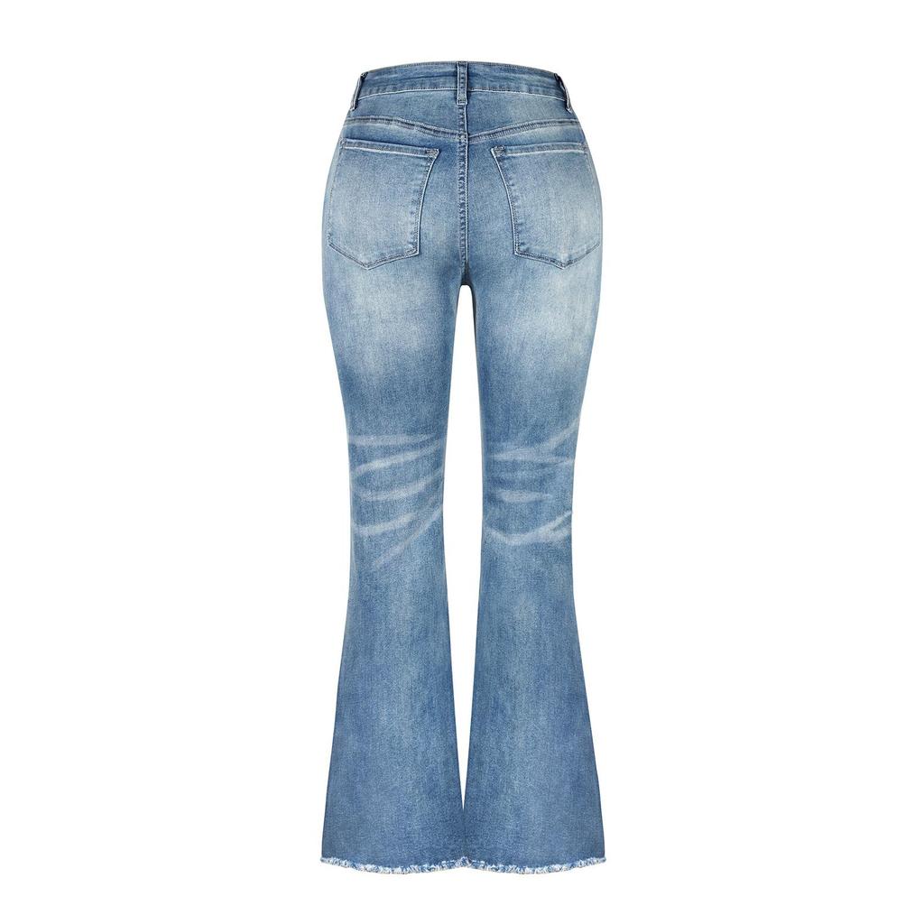 Elastic Flare Straight Leg Women's High Waist Jeans