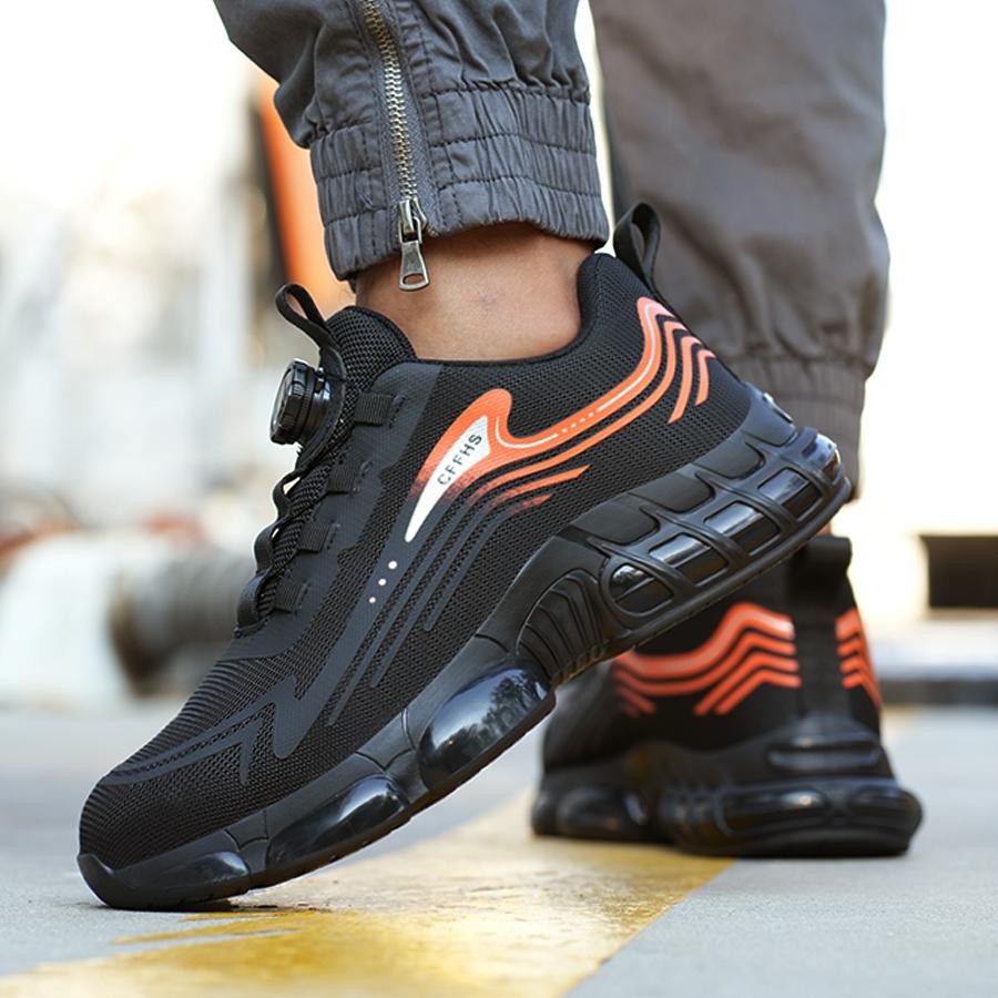 Кроссовки рабочие с вращающейся пряжкой защитная обувь устойчивая к проколам обувь со стальным носком мужская неразрушимая обувь нескользящие ботинки