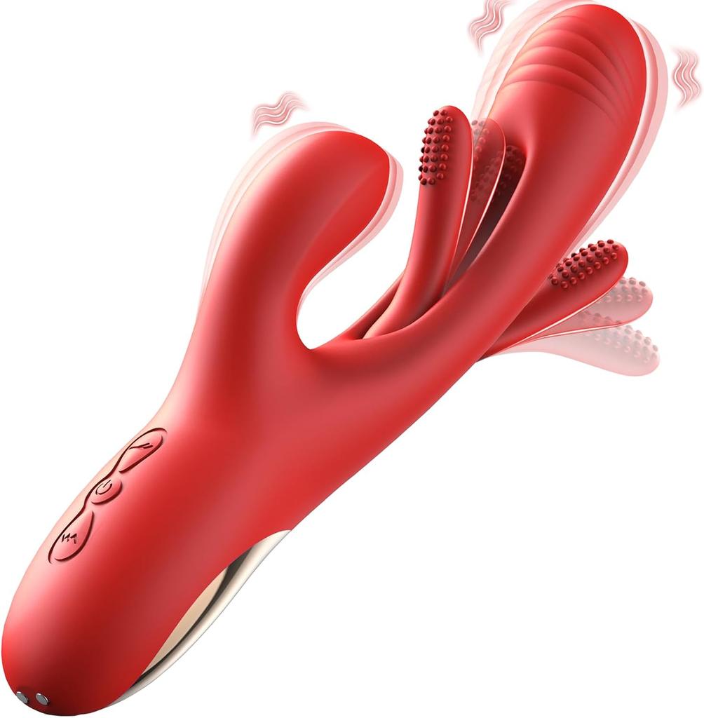 3-in-1 Rabbit Vibrator for Women - G-Spot & Clitoral Stimulation, 14 Vibration Modes + 7 Tongue Licking Flaps
