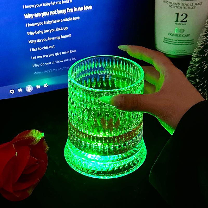 Premium 360° Rotating Glass Cup with LED for Unique Wine Tasting Experience