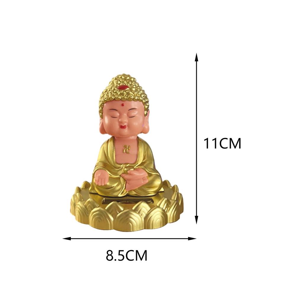 Shaking Head Buddha Miniature Car Dashboard Ornament Lifelike Buddhist Sculptures Toy Table Decoration for Home Office Decor