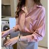 Women's Pink Long-Sleeve Chiffon French Shirt - Popular Spring/Autumn Fashion In Large Sizes