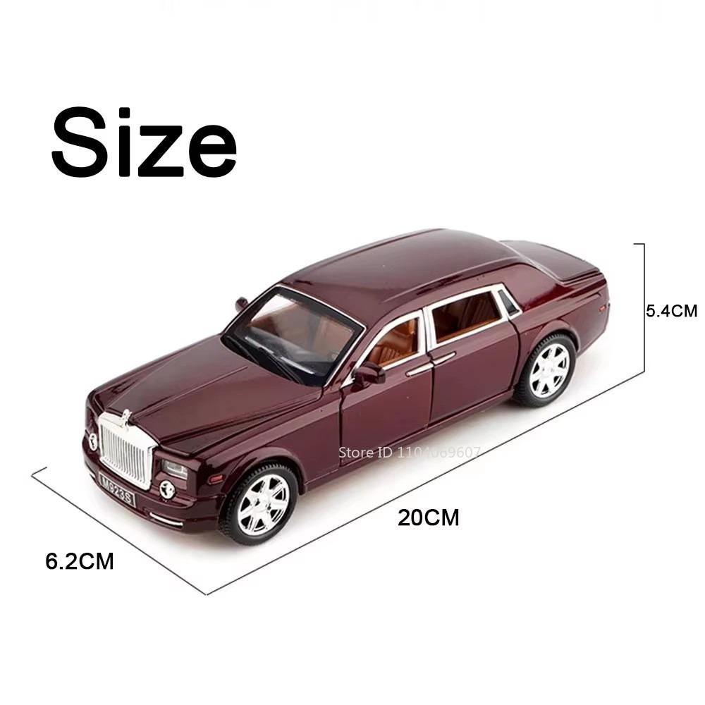 1:24 Модель игрушечной машины Rolls Royce Phantom, литой под давлением сплав, имитация звука и света, инерционный механизм, коллекционные игрушки, транспортное средство для детей, подарки