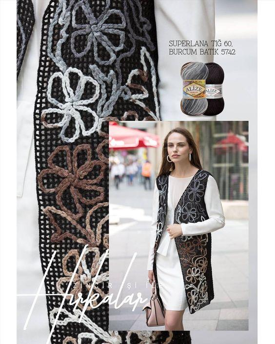 Шерстяная трикотажная пряжа - Alize Superlana Crochet(Тиг) - 4 Ball - Акрил - Платки - Аксессуары - Шарфы - Кардиган - 570 метров (100гр).