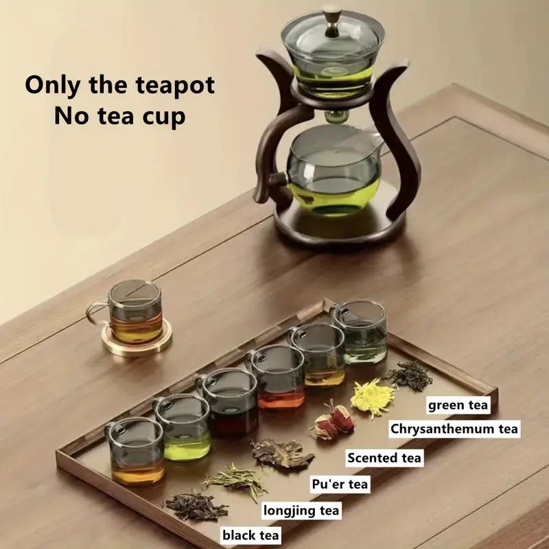 Kung Fu Glass Tea Set Semi Automatic Drip With Infuser Glass Teapot Set Magnetic Switch Teapot Teacup Set Birthday Gifts