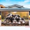 2D plane five snowhound puppies in a wooden background cloth party decoration polyester fiber