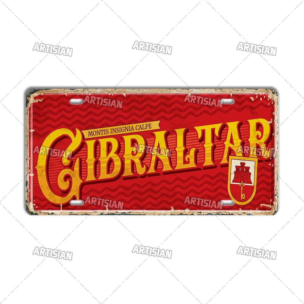 Artisan SPAIN License Plate Metal Sign City Landmark Wall Decor Decorative Vehicle Plate for Bar Pub Club Hotel Cafe Wall Art