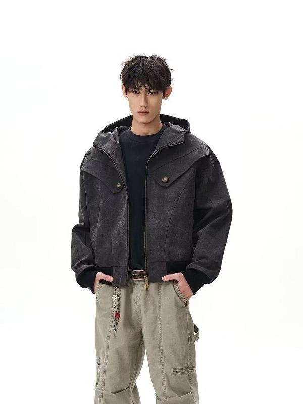 Мужская ретро-куртка Харрингтон с заклепками - Повседневная свободная посадка для весны и осени