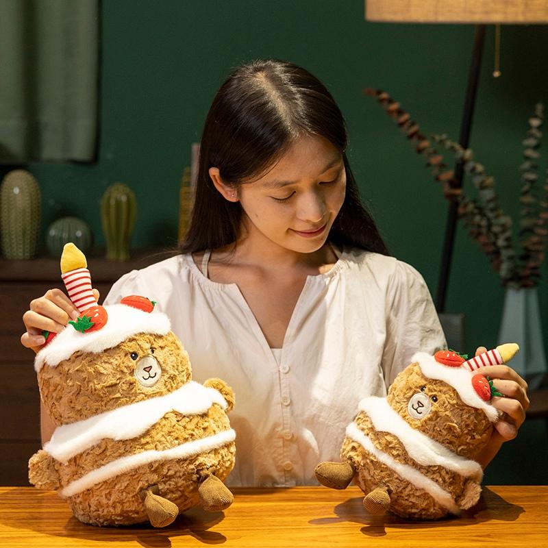 Cute Strawberry Cake Bear Modeling Plush Doll Kawaii Stuffed Animal Home Decor Birthday Gifts