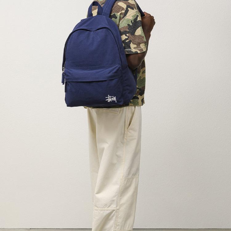 Stussy Logo Cotton Backpack Unisex Backpack Navy-Blue 134252-NAVY