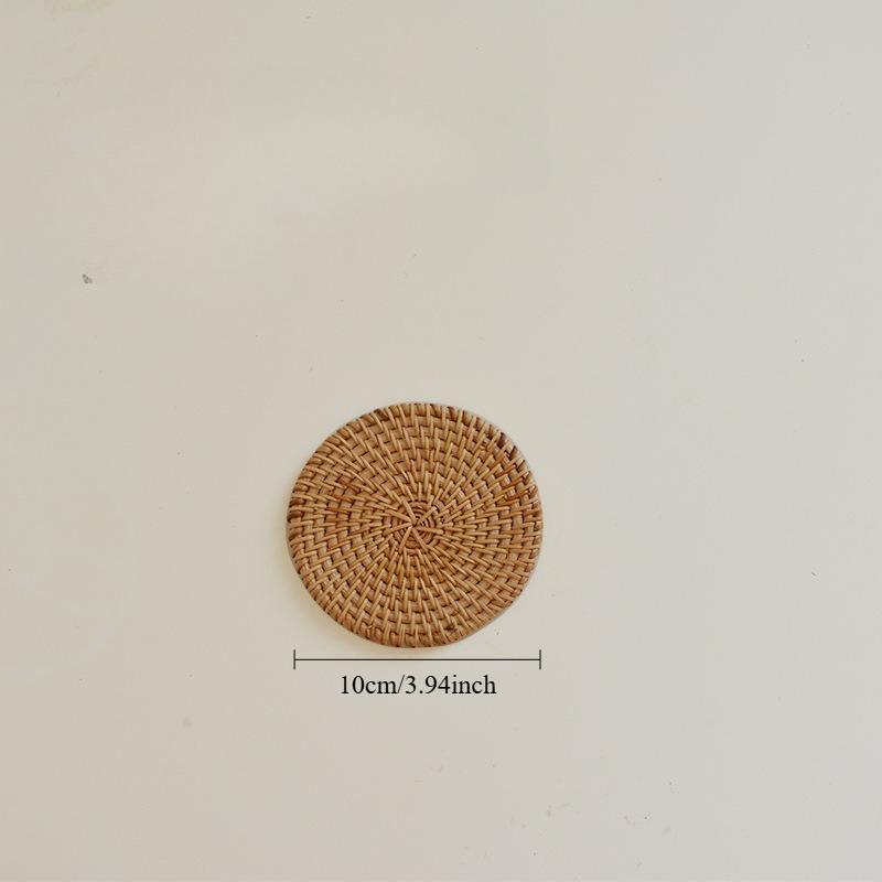 1Pc PVine Woven Coasters, Tea Mats, Cup Holders, Iron Pots, Heat-resistant Tea Cups, Plates, Circular Pot Mats