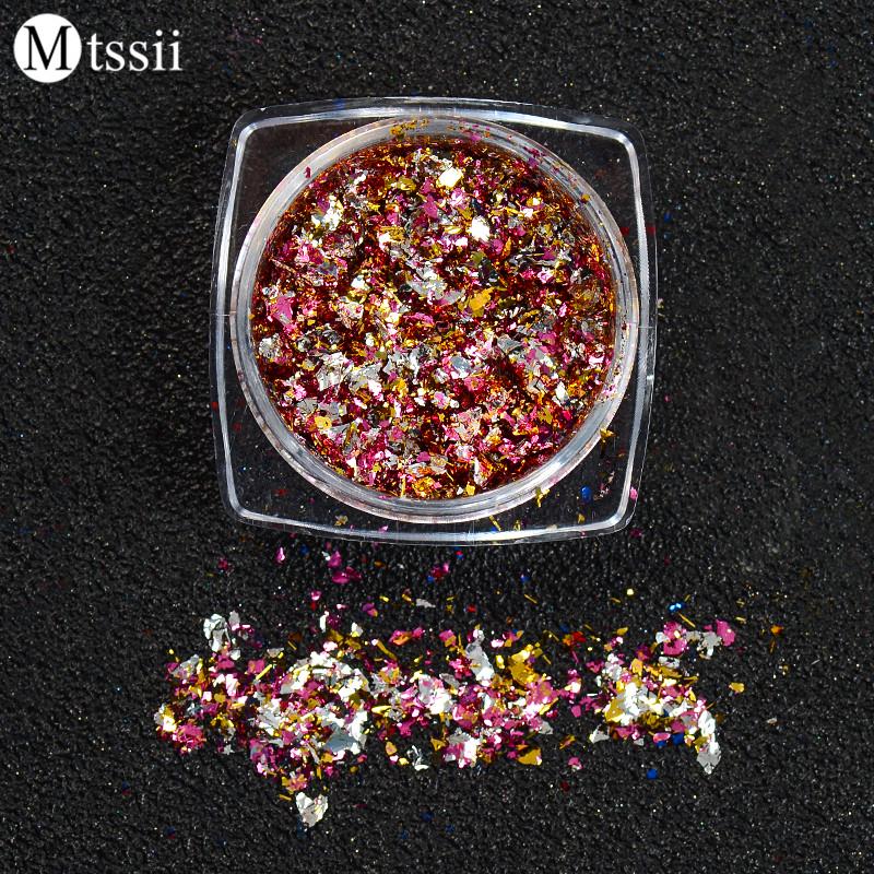 Mtssii Colorful Shining Nail Art Glitter Aluminum Foils Flake Sticker Decals DIY Decoration Manicure