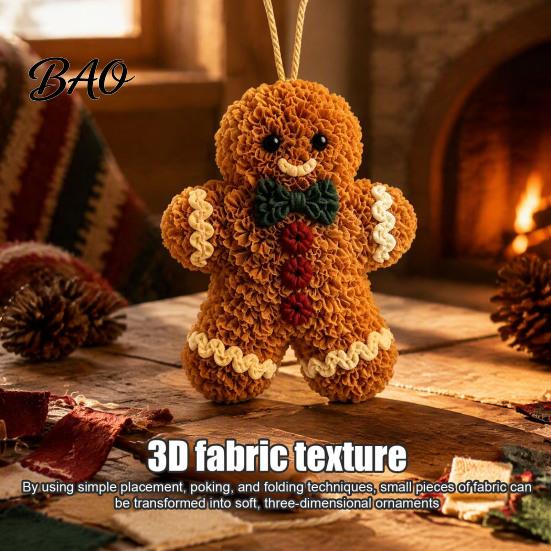 Creative Christmas Gifts Fabric Poke Art Ornament Kit, DIY 3D Santa Tree Craft Decoration Making Handmade Snowman Gingerbread Man Hanging for Holiday