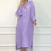 Women's Fashionable And Casual Solid-color Cotton And Linen Dress