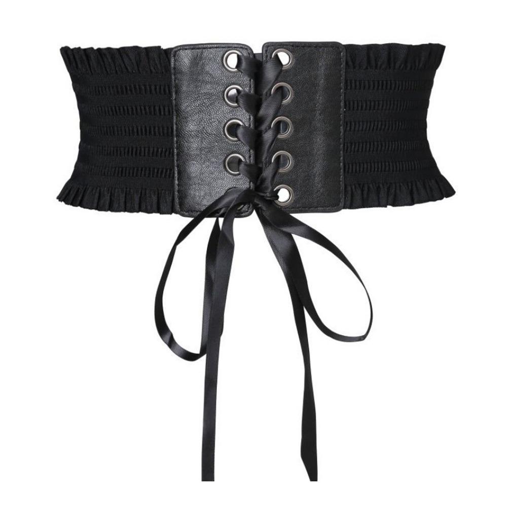 PU Leather Corset Waist Belt Stretchy Waist Bands Body Shapewear  For Skirts Dress Top Clothes