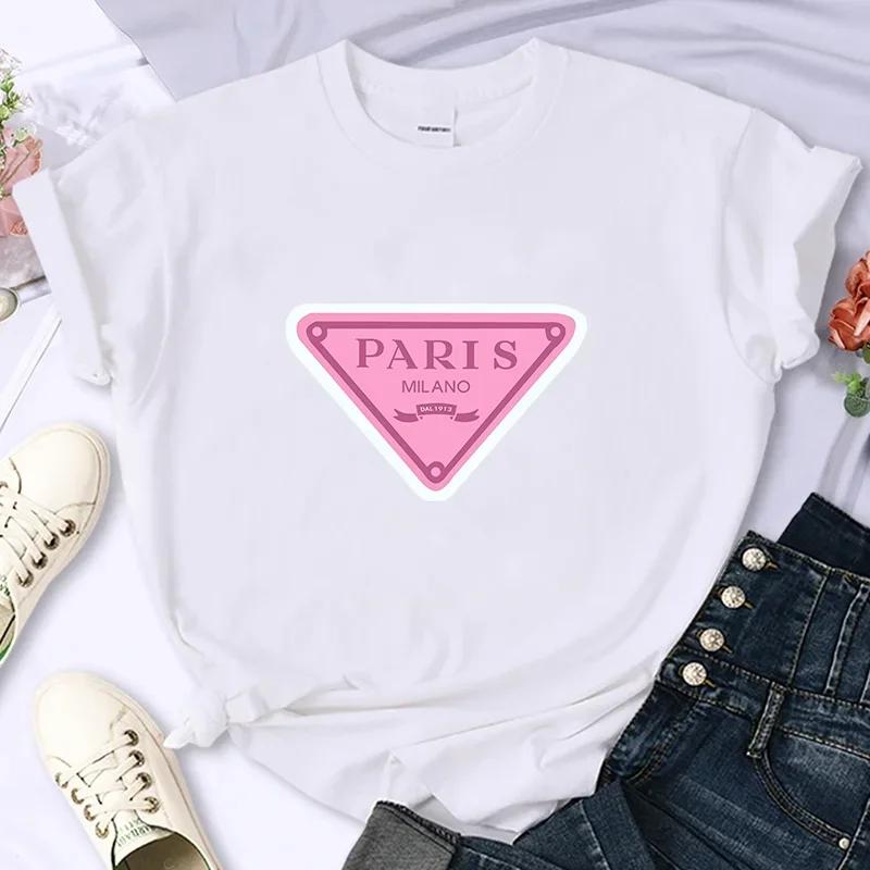 Унисекс люксовый бренд Paris For Women's Высококачественная летняя футболка с принтом Повседневная футболка большого размера Y2k Personality Sleeve O-образный вырез