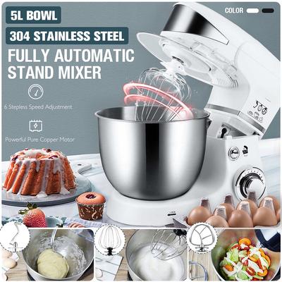 5 л 6 скоростей 1000 Вт 220 В Электрический миксер с чашей 5 л Венчик для яиц Крем Паста Блендер Мясорубка Многофункциональная машина