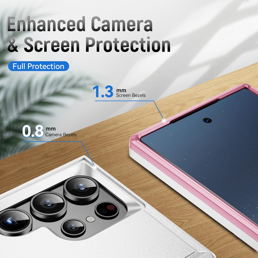 For Samsung Galaxy S24 Ultra Case Military Grade Ring Kickstand PC + TPU Phone Cover