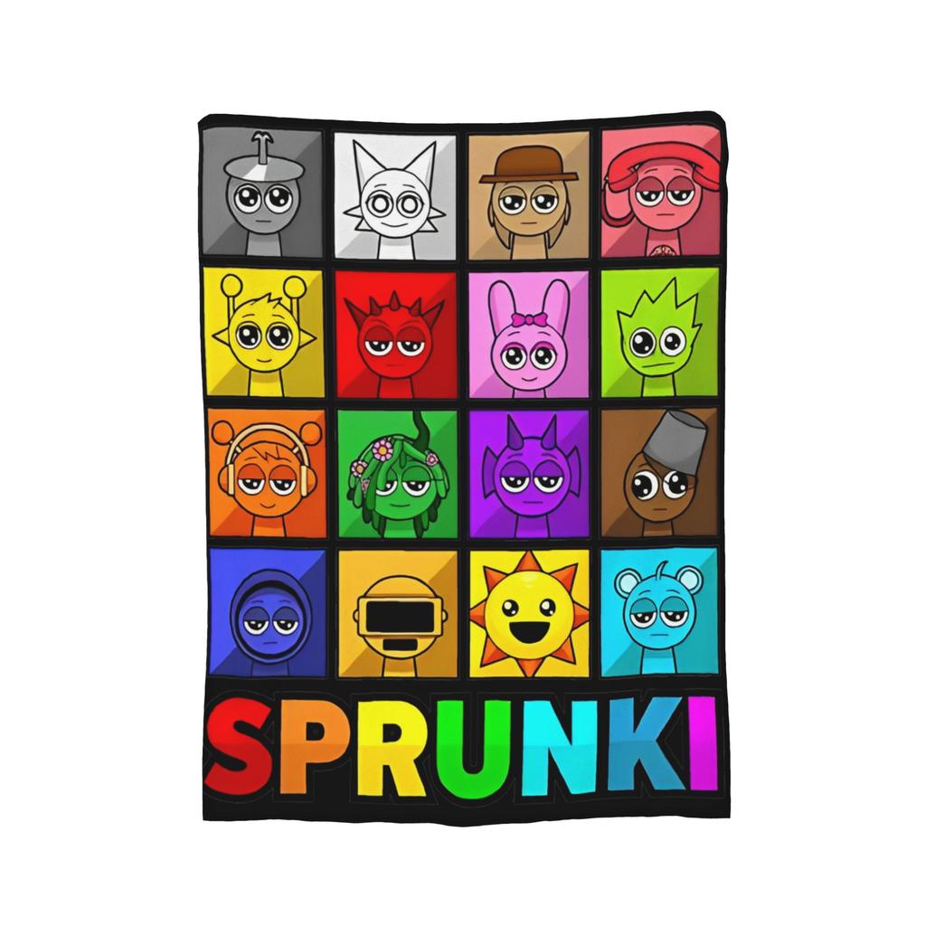 Sprunki Beats Horror Music Box Flannel Throw Blankets Blankets for Bed Office Lightweight Quilt,