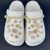 24/26PCS Shoe Charms Set Golden Lip Letter Butterfly Pentagram Chain Shoe Decorati Buckle for Sandals Clogs DIY Accessories Gift