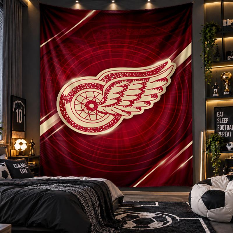 Wall Hanging Tapestry Detroit Red Wings Print Cloth for Living Room Bedroom Home Decor