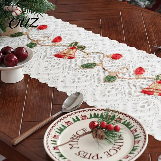 Durable Table Runners Christmas Lace Runner with Tassels, Embroidered Festive Dining Dinner Cover, Decorative Cover for Holiday Parties Boho Coverings
