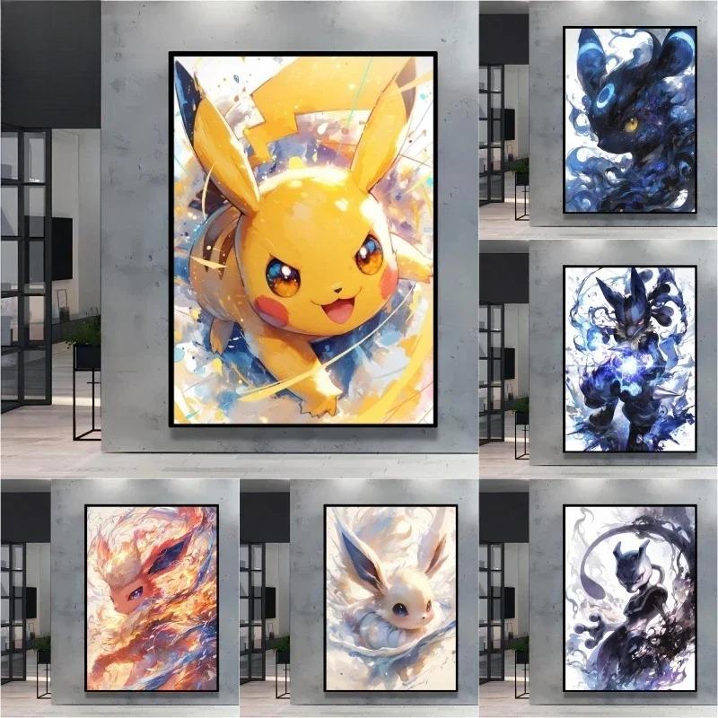 Classic Anime Canvas Posters Pokemon Pikachu Kids Gifts Eeveelution Canvas Painting Cool Wall Art Picture Home Bedroom