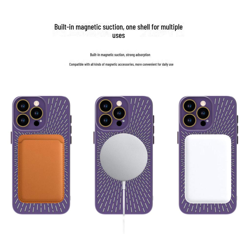 Дышащий сетчатый чехол для iPhone15Pro и 14Pro с функцией рассеивания тепла, магнитная зарядка, защитное покрытие с приятными на ощупь свойствами.