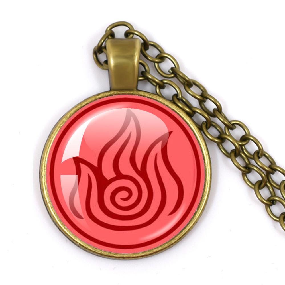 Anime The Last Airbender Fire And Water Tribe Elements Of Water Earth Fire And Air Dome Glass Cabochon Necklace Gift