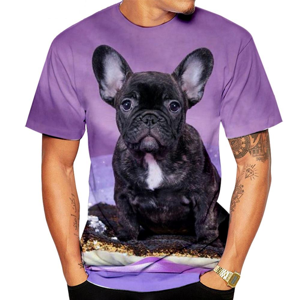 Animal French Bulldog 3D Print T Shirts Summer Men's O-Neck Short Sleeve T-shirt Oversized Streetwear Boys Kids Cute Tees Tops