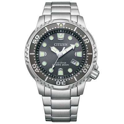 Мужские часы Citizen Diver 200m Серо-серебристые Eco-Drive BN0167-50H,