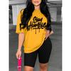 Summer Women's Letter Print Casual Neck Short Sleeved Female T-shirt Tops Tees