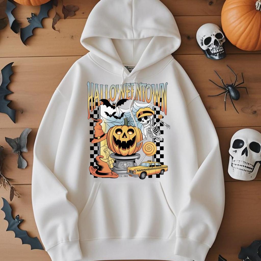 Diseño de moda de otoño e invierno para productos de adquisición_ sudaderas con capucha estampadas para fiesta de Halloween para