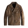 Ретро диагональная молния стираная кожаная куртка мужская плюс бархат осень и зима новый красивый костюм мужская куртка куртка