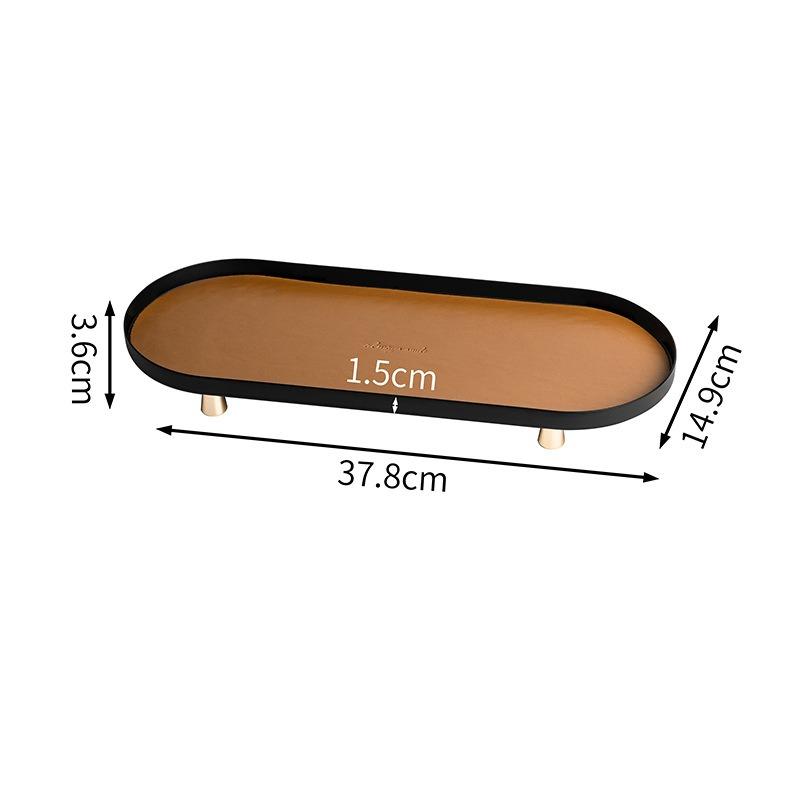 BEPAN Desktop Decorations Storage Trays Light Luxury Wrought Iron Ornaments Leather Storage Trays Entrance Jewelry Decorative